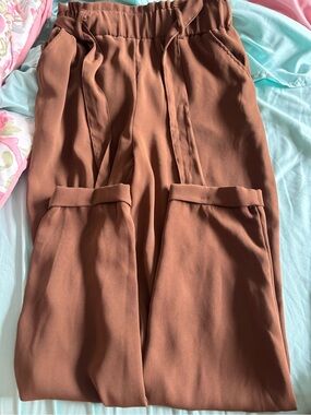 SO Wide-Leg Paperbag Cargo Pants in Rust